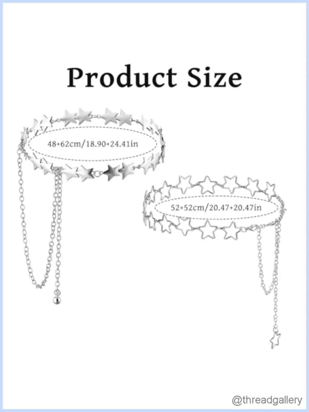 2PCS Star Waist Chain Belt Adjustable Metal Y2K Silver Belt Chain for Women